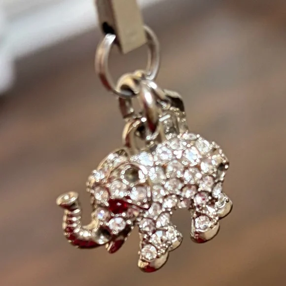 Coach Elephant Keychain Charm Silver with Rhinestones Rare - Picture 7 of 13